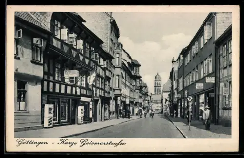 AK Göttingen, Blick in die Kurze Geismarstrasse mit Geschäften