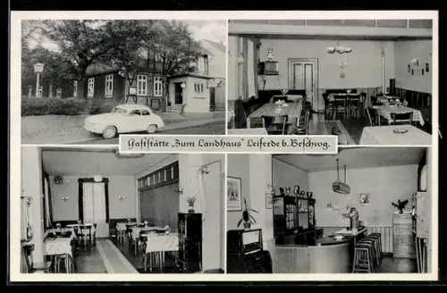 AK Leiferde / Braunschweig, Gaststätte Zum Landhaus, Innenansicht mit Bar und Speiseraum