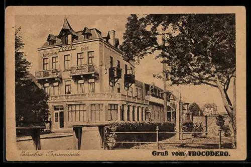 AK Travemünde, Ansicht vom Kurgarten-Hotel