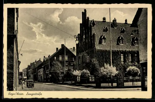 AK Hoya /Weser, Partie in der Langestrasse, Wohnhäuser und Giebelhaus