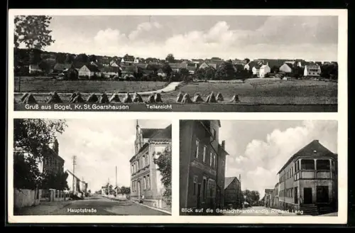 AK Bogel /St. Goarshausen, Gemischtwarenhandlung von Richard Lang, Blick in die Hauptstrasse