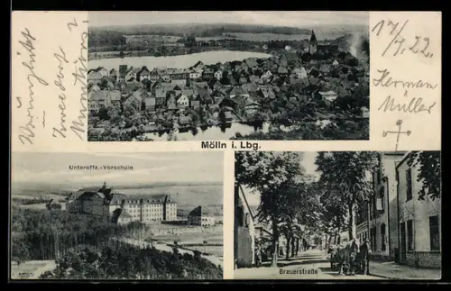 AK Mölln i. Lbg., Unteroffizier-Vorschule, Brauerstrasse, Stadtansicht