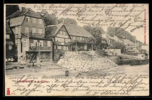 AK Lauenburg a. d. E., Häuser am See