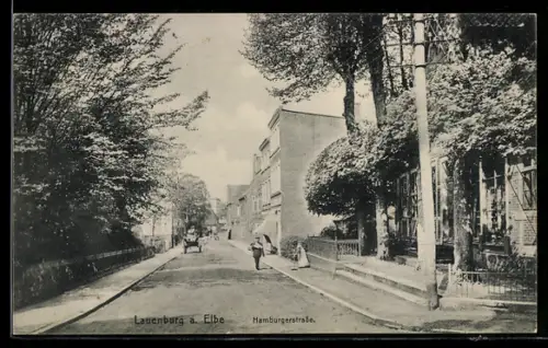AK Lauenburg a. Elbe, Hamburgerstrasse mit Passanten