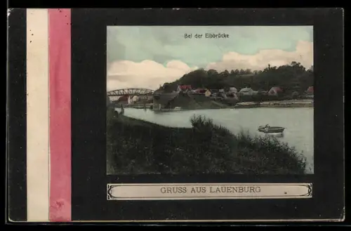 Passepartout-AK Lauenburg, Bei der Elbbrücke