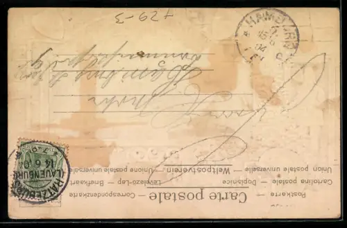 Passepartout-Lithographie Ratzeburg, Blick zum Dom, Ritterhelm im Grass