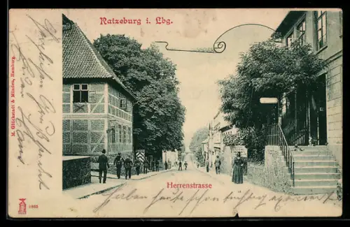 AK Ratzeburg i. Lbg., Herrenstrasse mit Soldaten