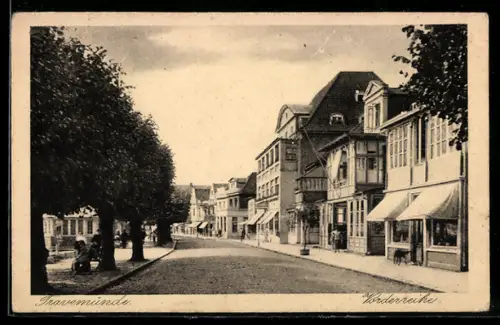 AK Travemünde, Geschäfte in der Vorderreihe-Strasse