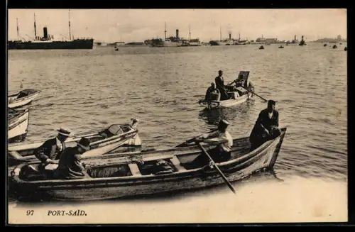 AK Port-Said, Panorama mit Booten