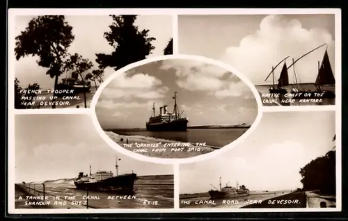 AK Suez, A Tanker in the Canal between Shandur and Suez, The Orantes entering the Canal from Port Said