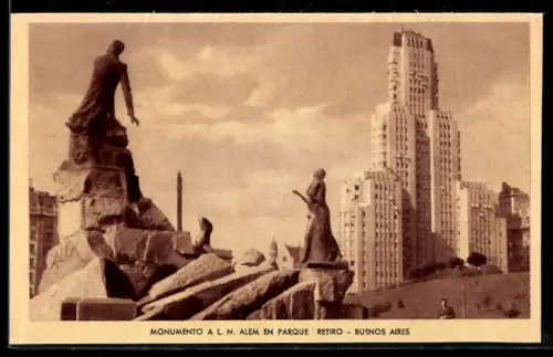 AK Buenos Aires, Monumento A. L. N. Alem en Parque Retiro