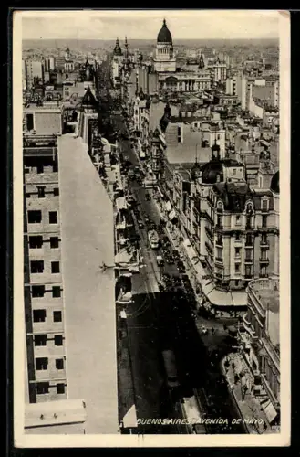 AK Buenos Aires, Avenida Callao, Strassenbahn