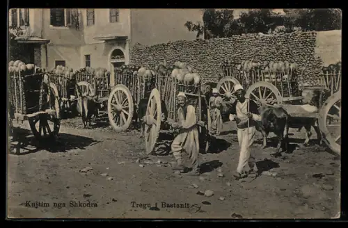 AK Shkodra, Kujtim, Tregu i Bastanit, Bauern mit Ernte