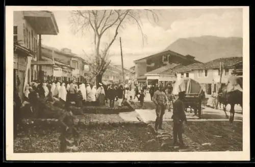 AK Shkodra, Brotverteilung im Bazar zu Skutari