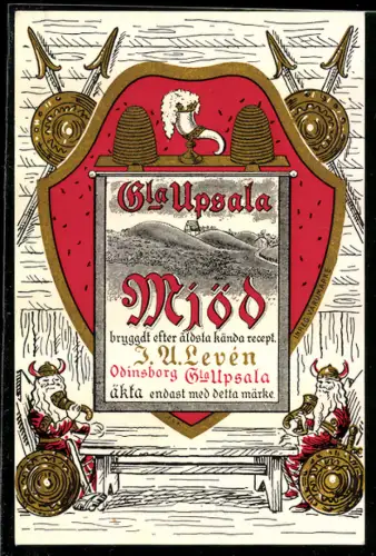 AK Upsala, Brauerei-Werbung Miöd, Wikinger beim Trinken
