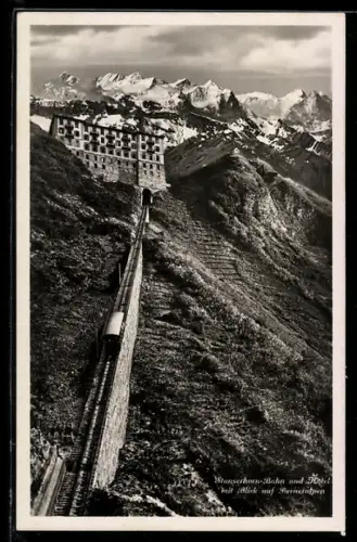 AK Berneralpen, Stanserhorn-Bahn und Hotel mit Gebirgspanorama