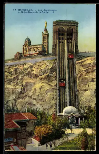 AK Marseille, Les Ascenseurs et Notre Dame de la Garde, Bergbahn