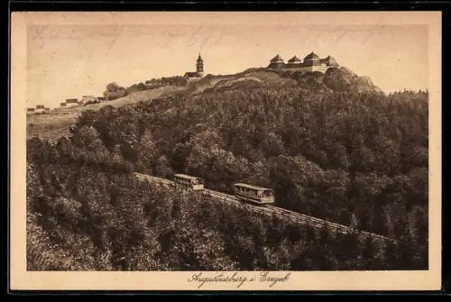 AK Augustusburg mit Bergbahn