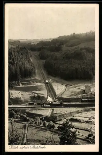 AK Lichtenhain /Oberweissbach, Steilstrecke der Bergbahn aus der Vogelschau