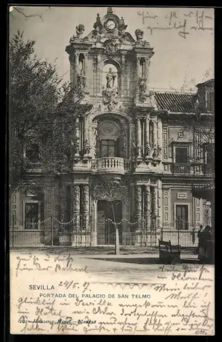 AK Sevilla, Portada del Palacio de San Telmo