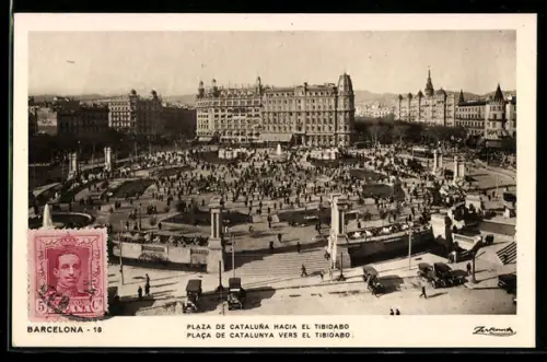 AK Barcelona, Plaza de Cataluna Hacia El Tibidabo