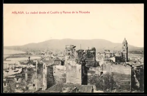 AK Málaga, La ciudad desde el Castillo y Ruinas de la Alcazaba