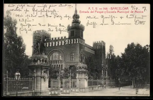AK Barcelona, Entrada del Parque y Escuele Municipale de Musica
