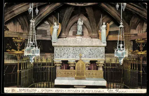 AK Barcelona, Catedral, Cripta y Sepulcro de Santa Eulalia