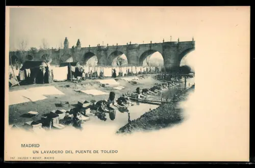AK Madrid, Un Lavadero del Puento de Toledo um 1900