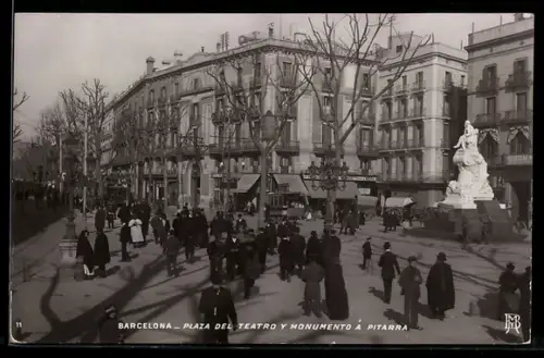 AK Barcelona, Plaza del Teatro y Monumento a Pitarra