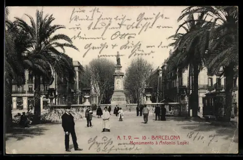AK Barcelona, Monumento a Antonio Lopez, Strassenbahn