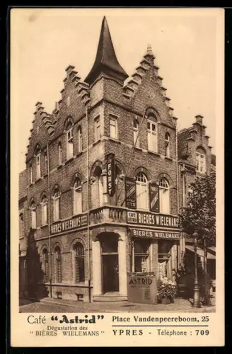 AK Ypres, Café Astrid, Place Vandenpeereboom 25