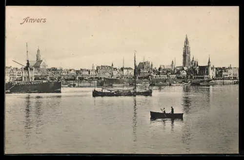 AK Anvers, Stadtpanorama vom Wasser aus