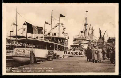 AK Anvers, Embarcadère bateau Flandria, Passagierschiff