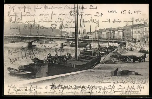AK Liége, Pont Neuf et Quai des Pecheurs