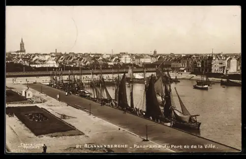 AK Blankenberghe, Panorama du Port et de la Ville