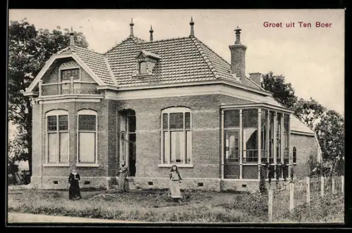 AK Ten Boer, Villa mit Wintergarten, Bewohnerinnen