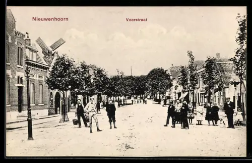 AK Nieuwenhoorn, Voorstraat, Molen, Panorama