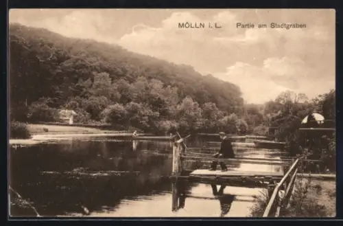 AK Mölln i. L., Partie am Stadtgraben