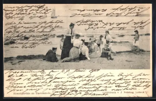 AK Travemünde, Strandpartie mit Badegästen