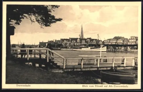 AK Travemünde, Blick vom Priwall auf Alt-Travemünde