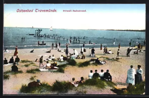 AK Travemünde, Priwall-Badestrand, Strand und Badesteg