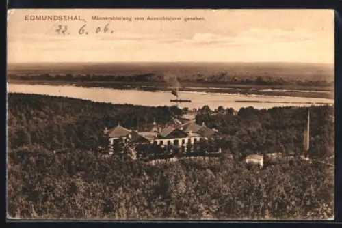 AK Geesthacht /Elbe, Heilstätte Edmundsthal, Männerabteilung vom Aussichtsturm gesehen