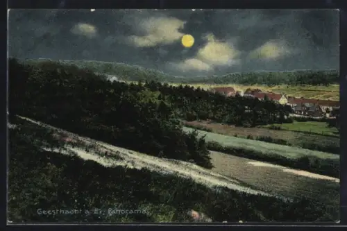 AK Geesthacht a. Elbe, Panorama im Mondschein