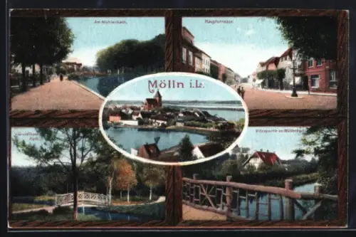 AK Mölln i. L., Am Mühlenbach, Hauptstrasse, Villen am Mühlenbach