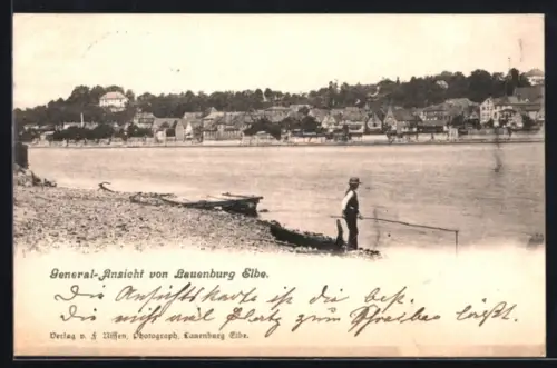 AK Lauenburg /Elbe, Gesamtansicht vom Elbufer
