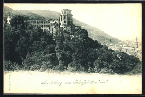 AK Heidelberg, Schloss vom Scheffel-Denkmal