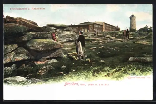 AK Brocken /Harz, Teufelskanzel, Hexenaltar, Aussichtsturm