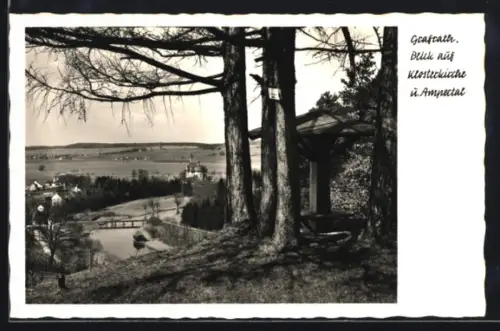 AK Grafrath, Blick auf Klosterkirche und Ampertal