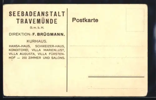 AK Travemünde, Seebadeanstalt Travemünde GmbH, Direktion: F. Brügmann, Kurhaus